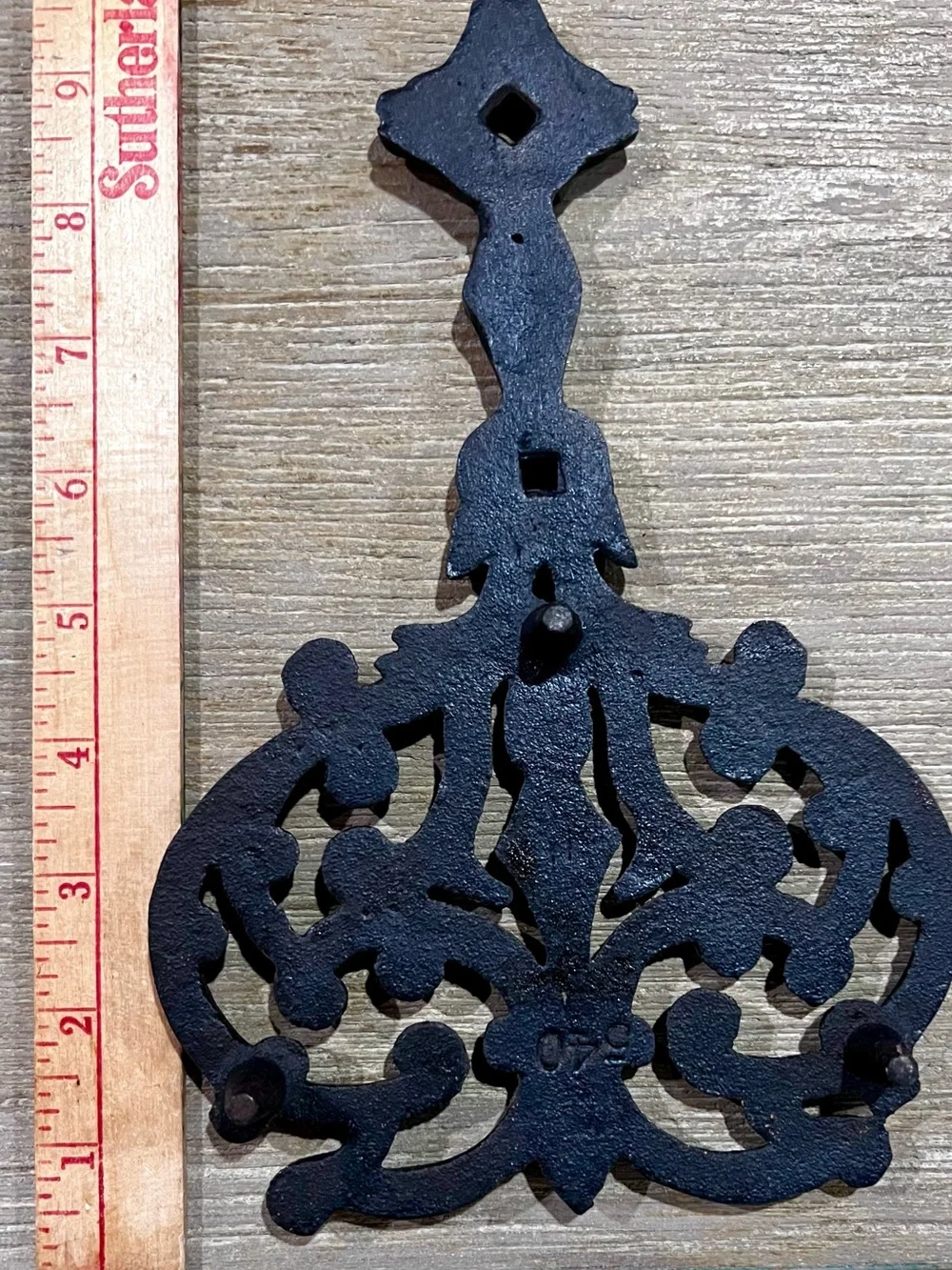 Vintage J.Z.H. Cast Iron Trivet #540 — Ornate Floral Scroll Design